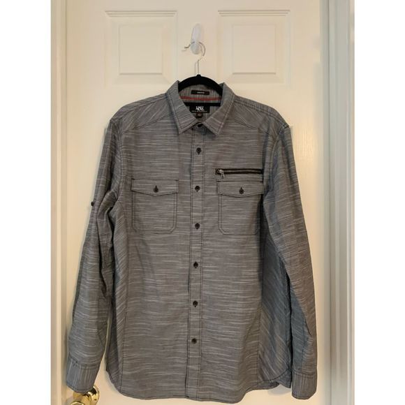 Rock & Republic Other - Rock & Republic Mens Long Sleeve Button Up Shirt Size Medium Black Stripes Pocke